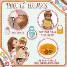 Load image into Gallery viewer, Koolbitz Baby Doll Care Accessories Feeding Playset, 2 Pcs Baby Doll Milk Bottle and Baby Bib, Spoons and Forks and 1 Dinner Plate &amp; Baby lotion, Movable Head Soft Touch Skin Doll Gift for Boy Girl
