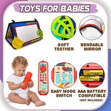 Load image into Gallery viewer, Koolbitz Baby Sensory Playset, 2-in-1 Cloth Book with Mirror, Crinkle Sounds Teether and Multilingual Musical Toy for Ages 3 Months above
