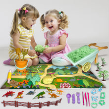 Load image into Gallery viewer, Koolbitz 28 Pcs Beach Toy Wheelbarrow Set with Dinosaur Moulds, Space Sand, Sand Tools, Play Mat &amp; Carry Case Ideal Sandbox and Beach Sandcastle Building Set for Kids Aged 3+ Indoor &amp; Outdoor Play
