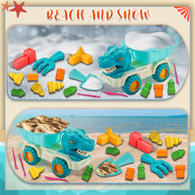 Load image into Gallery viewer, Koolbitz 22PCS Kids Beach Sand Toy Set - Includes Dinosaur Dump Truck, Castle Moulds, Sand Tools, and 3 Bright Colours of Sand - Portable Educational Fun for Boys and Girls Ages 3+
