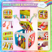 Load image into Gallery viewer, Koolbitz Montessori Activity Cube for Toddlers Colorful Sensory Play Cube with Musical Elements, Shape Sorting, Fine Motor Skills Development - Ideal for Boys &amp; Girls Aged 1-3 Years
