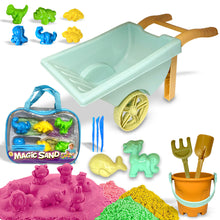 Load image into Gallery viewer, Koolbitz 19PCS Beach Toy Set with Wheelbarrow, Dinosaur Moulds, Tools, 1000g Colourful Sand, and Portable Carry Bag – Perfect for Creative Play in Sandbox or Beach – Suitable for Kids 3+ Years Old
