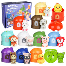 Load image into Gallery viewer, Koolbitz Interactive Animal Number Game 24-Piece Finger Puppet &amp; Sorting Playset, Montessori Color &amp; Number Recognition Skills Development, Toddler Educational Toy Gift for Children 1-3 Years
