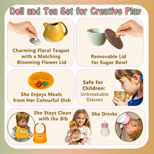 Load image into Gallery viewer, Koolbitz 30 Pcs Tea Set and Interactive 14Inch Baby Doll Playset with 12 Sound Effects, Removable Clothes, and Accessories - Realistic Pretend Play Toy for Kids Perfect Educational Gift for Kid

