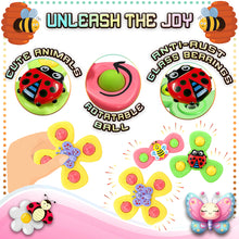 Load image into Gallery viewer, Koolbitz Colourful Suction Cup Spinner Toys for Babies, 3 Pcs Baby Sensory Bath Toys Spinners with Super Suction for Bathtubs and Any Flat Surfaces, Gift for Toddlers Infants
