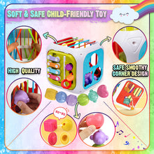 Load image into Gallery viewer, Koolbitz Montessori Activity Cube for Toddlers Colorful Sensory Play Cube with Musical Elements, Shape Sorting, Fine Motor Skills Development - Ideal for Boys &amp; Girls Aged 1-3 Years
