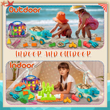 Load image into Gallery viewer, Koolbitz 22PCS Kids Beach Sand Toy Set - Includes Dinosaur Dump Truck, Castle Moulds, Sand Tools, and 3 Bright Colours of Sand - Portable Educational Fun for Boys and Girls Ages 3+
