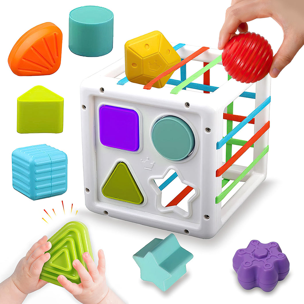 Koolbitz Kids Montessori Shape Sorter Baby Toys Early Learning Sensory Shape Sorting Cube Whack Mole Fine Motor Skills Game, Toddlers Toy for Children Baby Toys for Boy Girl Gifts 6 12 18 Months