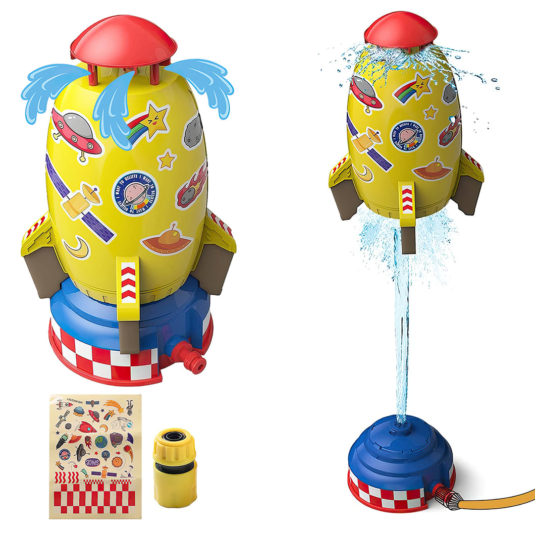 Koolbitz Splash Rocket Water Launcher Toy - Space Themed Outdoor Sprinkler Toy for Kids, Summer Garden Play, Adjustable Water Pressure Rocket Toy, Water Blaster Rocket Liftoff & Spin