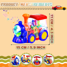 Load image into Gallery viewer, Koolbitz Interactive Musical Train Toy with LED Lights, Sound Effects, Auto-Avoidance System - Rotating Mechanical Gear Train Transparent - Preschoolers Toddlers Train Gift for Boys &amp; Girls
