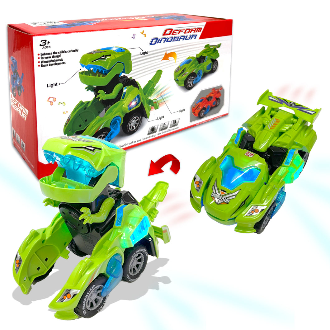 Koolbitz Kids Dinosaur Transforming Car Automatic Transformable Dinosaur Car Toy for Children Electric Dinosaur Car Toy for Toddlers Sound and Flashing Lights Fun Indoor Car Toy
