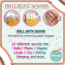 Load image into Gallery viewer, Koolbitz Baby Doll Care Accessories Feeding Playset, 2 Pcs Baby Doll Milk Bottle and Baby Bib, Spoons and Forks and 1 Dinner Plate &amp; Baby lotion, Movable Head Soft Touch Skin Doll Gift for Boy Girl
