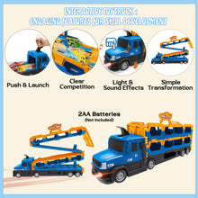 Load image into Gallery viewer, Koolbitz 2-in-1 Extra Large Transforming Truck Playset for Kids Multi-Level Car Carrier with Lights, Sound &amp; Music | 2 Alloy Cars, Road Signs,and Accessories Imaginative Play for Kids Ages 3+
