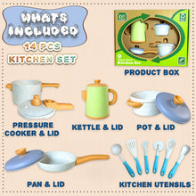 Load image into Gallery viewer, Koolbitz Colourful Kids Kitchen Playset Pretend Cooking Toy Set with Realistic Pots, Pans, Pressure Cooker and Utensils for Creative Play Children Cookware Pretend Kitchen Accessories
