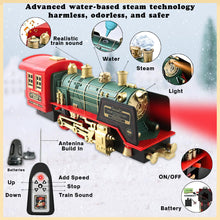 Load image into Gallery viewer, Koolbitz Classic Steam Engine Train Set with Remote Control - Realistic Steam, Sound, Light - Complete Electric Train Kit Locomotive, Rail Tracks, Trees, Traffic Signs for Kids

