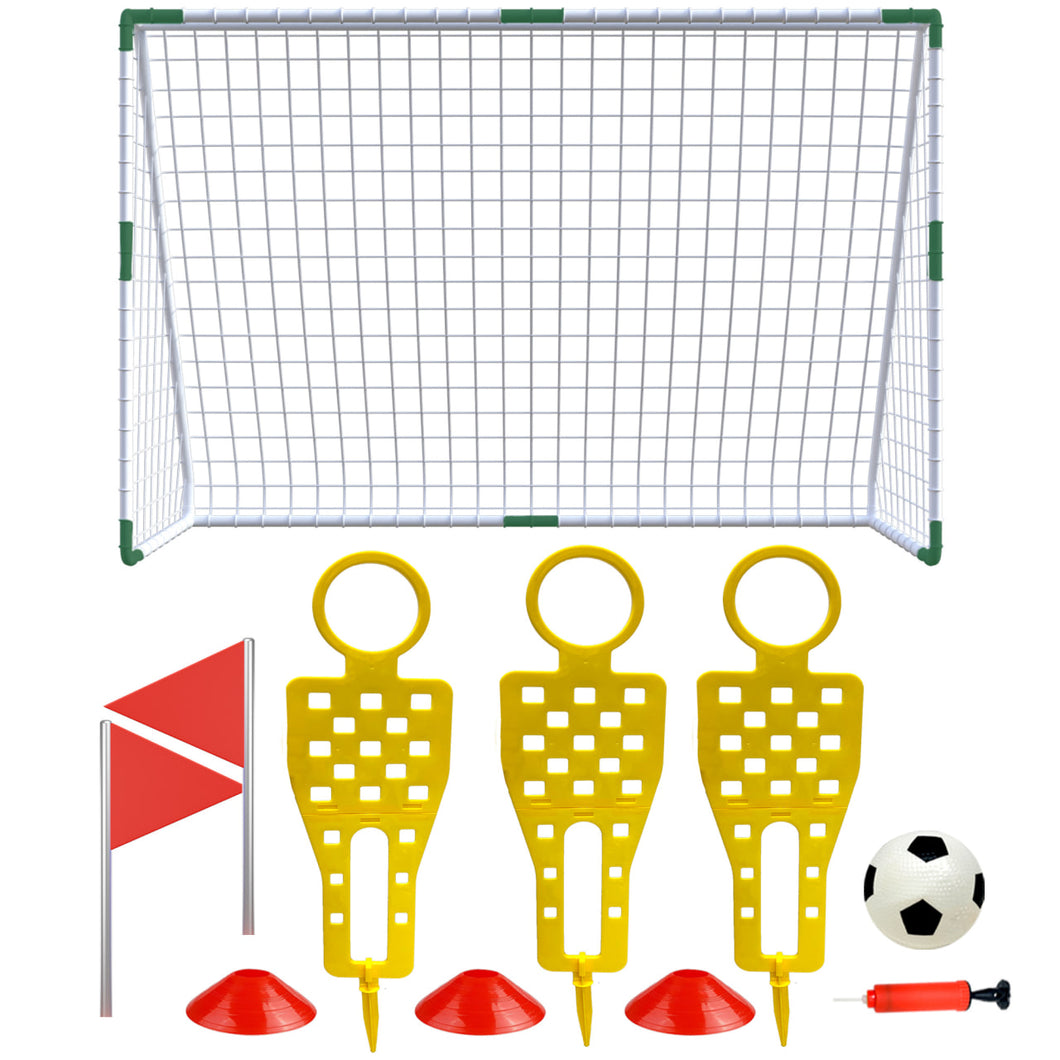 Koolbitz Kids Football Game Soccer Set Football Net Post with Free Kick 3 Mannequins for Children Outdoor Training Equipment Practice Sport Game Perfect for Boys & Girls