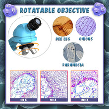 Load image into Gallery viewer, Koolbitz Kids Educational Microscope Kit STEM Science Toy with 100x, 400x, 1200x Magnification, Dual LED Lighting, Smartphone Adapter - Light Microscope for Beginners Young Scientists Ages 8+
