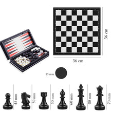 Load image into Gallery viewer, Koolbitz 3 in 1 Chess Checkers Draughts and Backgammon Game Board Set, Portable Folding with Magnetic Pieces
