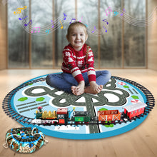 Load image into Gallery viewer, koolbitz Kids Train Toy Set With Blue Carpet Children Railway Playset Classic Sound And Light Toy Indoor Fun Train Track Game Toy With Compartment And Carriage Toddlers Gift
