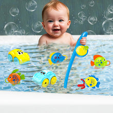 Load image into Gallery viewer, Koolbitz 7PCs Baby Bath Magnet Fishing Rod with 2 Wind-Up Cars &amp; 4 Colorful Fish Bath Tub Playset - Fun Toys Water Game Set Educational Toy Birthday Christmas Newyear Gift
