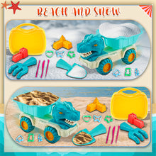 Load image into Gallery viewer, Koolbitz 34PCs Dinosaur Beach Sand Play Set with Space Sand and Carpet Mat - Complete Creative Play Kit with Moulds, Tools, Shovels and Accessories - Indoor and Outdoor Toys for Kids Ages 3+
