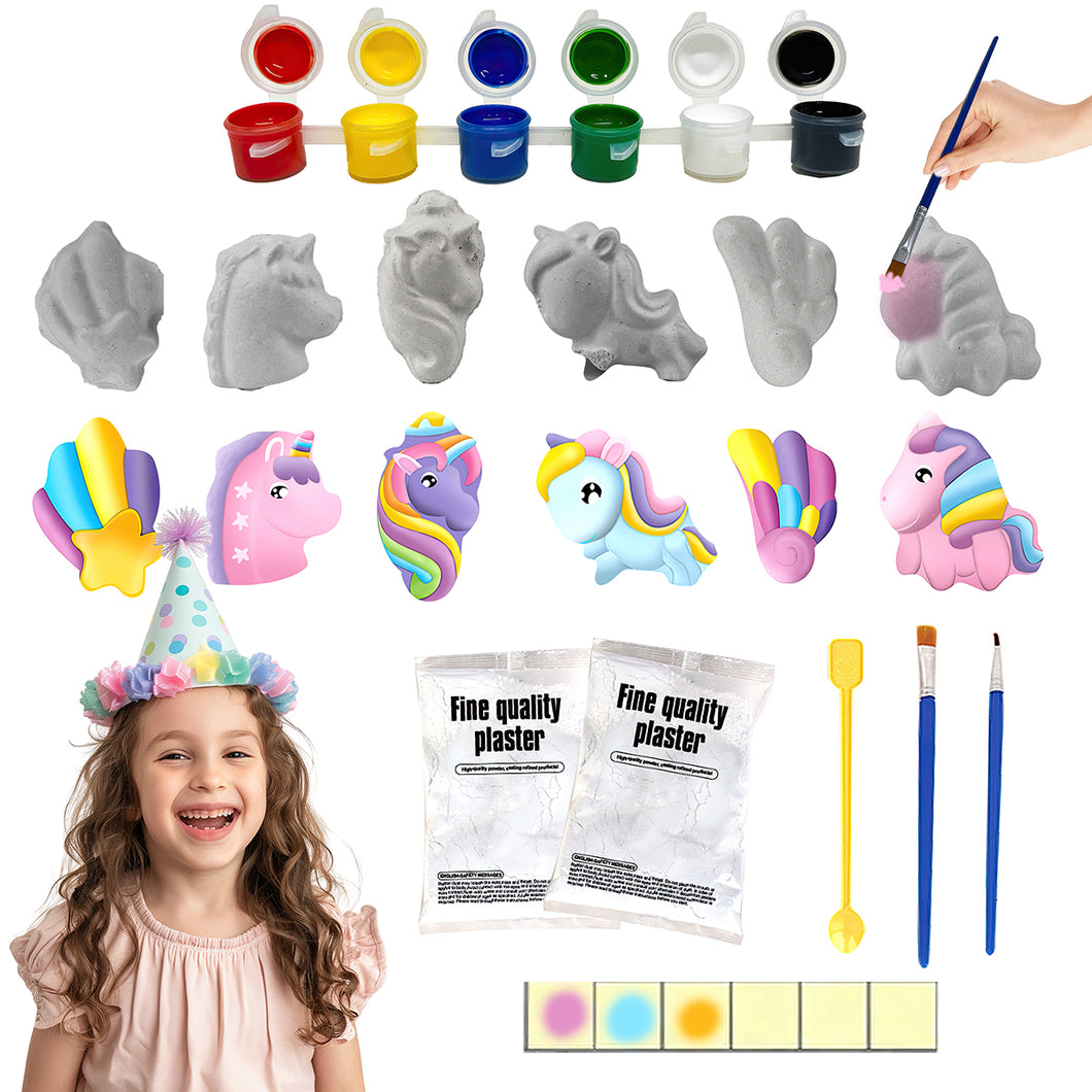 koolbitz Unicorn Print Color Art Set with Brush & Tray Kids Art Painting Set Supplies Drawing & Painting, Painting Kits for Kids Birthday Gift Make Your Own Design Unicorn Art and Craft Supplies