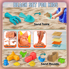 Load image into Gallery viewer, Koolbitz 18 Pcs Kids Dinosaur Theme Magic Beach Sand Play Set Dump Truck, 8 Moulds, 5 Tools, 1kg Sand, and Tray for Indoor Outdoor Play for Kids Ages 3

