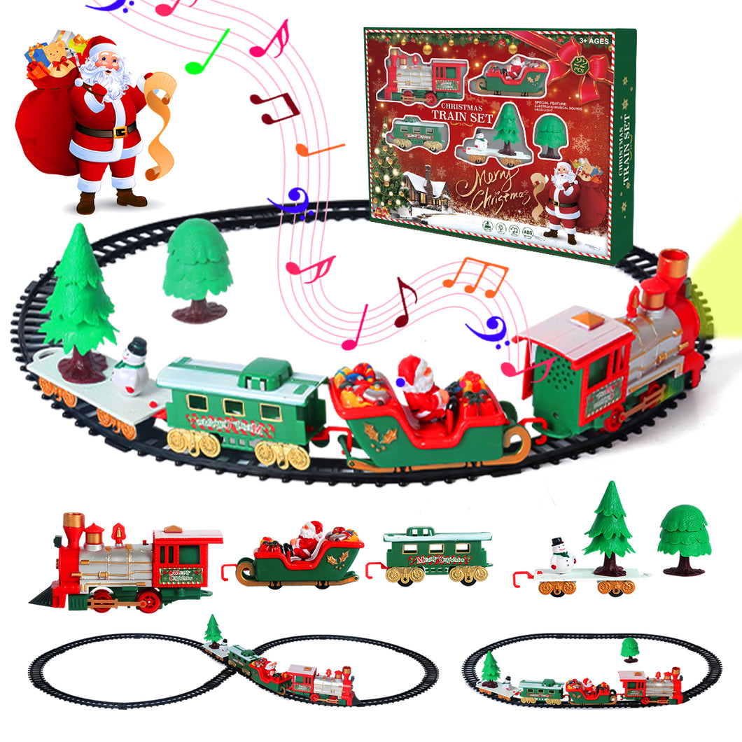 Koolbitz Deluxe Christmas Train Set Festive Holiday Locomotive with Sound, Lights, Tracks, 22-Piece Model Train Kit for Decoration and Play, Perfect for Under the Tree and Seasonal Display