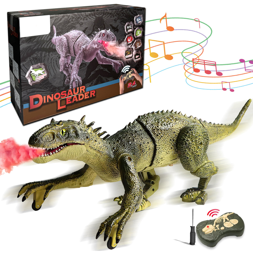 Koolbitz Interactive Remote Control Dinosaur Toy with Simulated Mist Spray, Realistic Roaring Sounds, LED Lights, Walking Dinosaur & Chomping Mouth- Lifelike T-Rex Robot Dinosaur for Kids