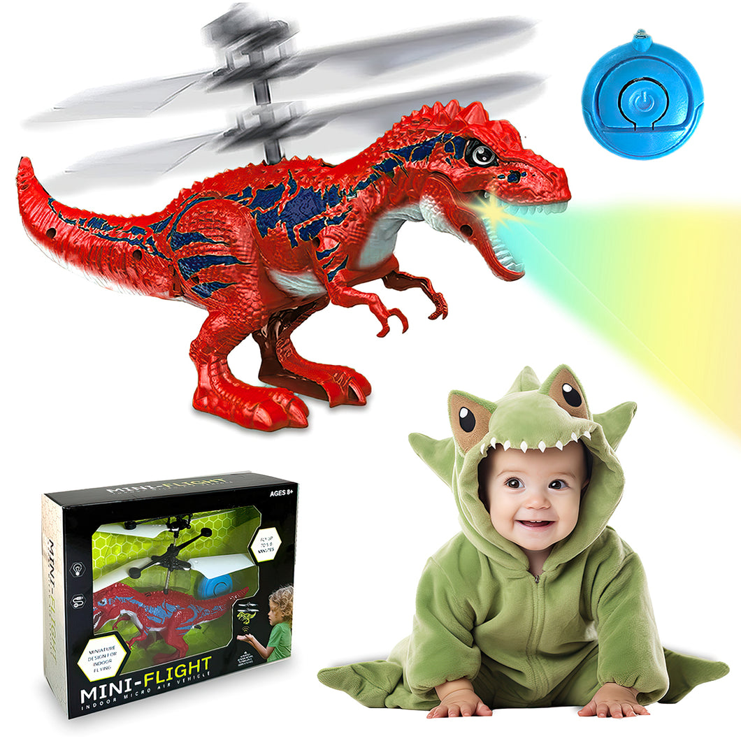 Koolbitz Flying Dinosaur Toy LED Light-Up Dragon Helicopter, Hand-Controlled USB Rechargeable Dino Drone, Indoor & Outdoor Play for Kids
