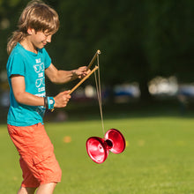 Load image into Gallery viewer, Koolbitz Children Colour Diabolo with light sound wooden sticks LED Light Up Diablo String Diablo Stick Indoor Outdoor Play Set Diablo For Kids, Juggling Toy for Fitness and Tricks (Red)
