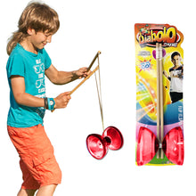 Load image into Gallery viewer, Koolbitz Children Colour Diabolo with light sound wooden sticks LED Light Up Diablo String Diablo Stick Indoor Outdoor Play Set Diablo For Kids, Juggling Toy for Fitness and Tricks (Red)
