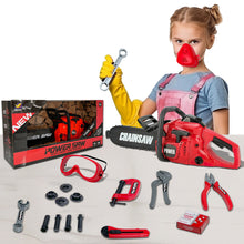Load image into Gallery viewer, Koolbitz Interactive Chainsaw Toy &amp; Mechanical Tools Toy Playset – Realistic Sounds, Rotating Chain, DIY Construction Kit for Kids – Educational Pretend Play Toy for Boys &amp; Girls – Includes Safety Goggles &amp; Tool Accessories
