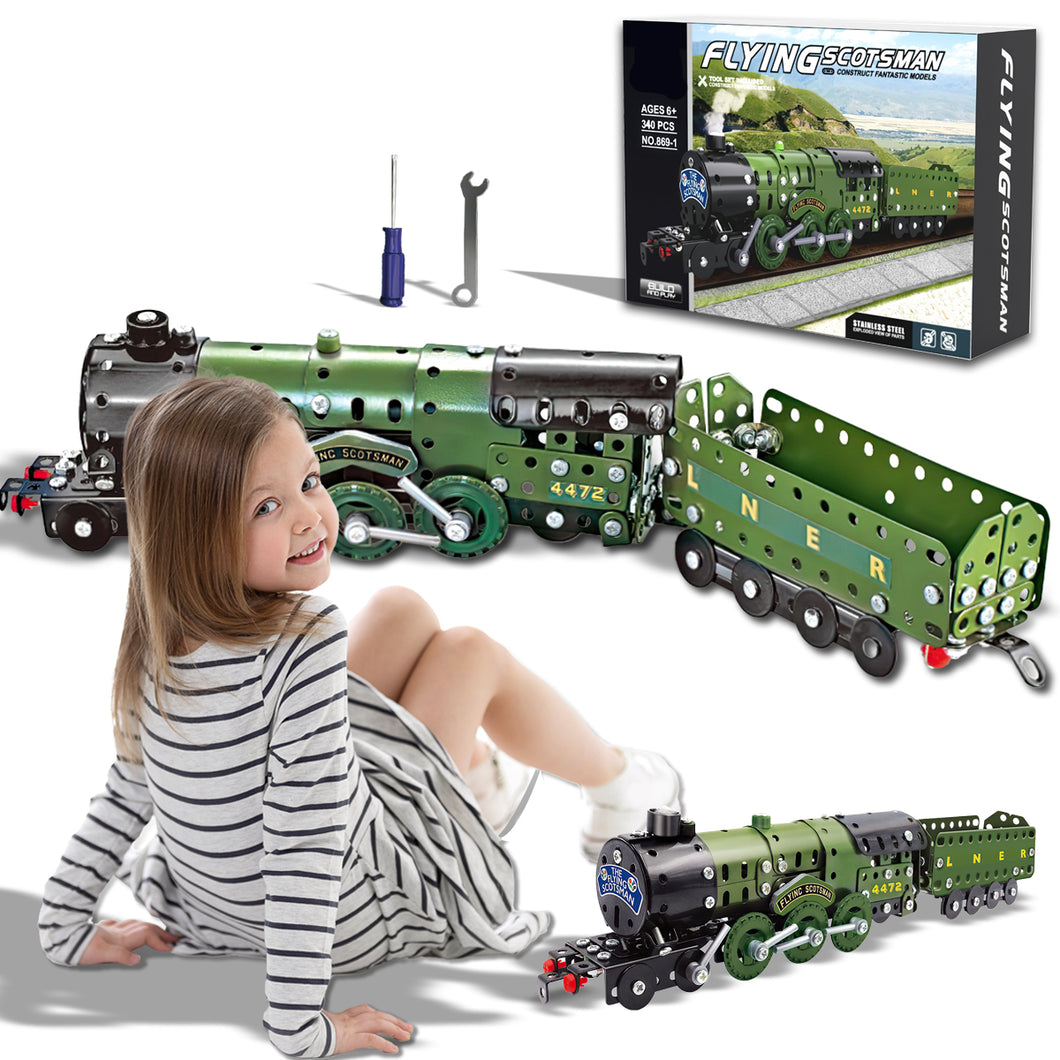 Koolbitz Kids Train Building Kit Construction & Inbuild Train with Real Tools ids Learning & Developing Engineering Skills Toys Birthday Gift for Boys Girls Ages 6+ (340 Pieces)