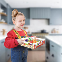 Load image into Gallery viewer, Koolbitz Pretend Play Food Fruit with Velcro Cutting Toys Set with Banana, Orange, Watermelon, Grapes, Apple, Kiwi, Star Fruit, Pretend Knife, Peeler Grater Toddler Kitchen Play Set Birthday Gift
