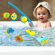 Load image into Gallery viewer, Koolbitz 7PCs Baby Bath Magnet Fishing Rod with 2 Wind-Up Cars &amp; 4 Colorful Fish Bath Tub Playset - Fun Toys Water Game Set Educational Toy Birthday Christmas Newyear Gift
