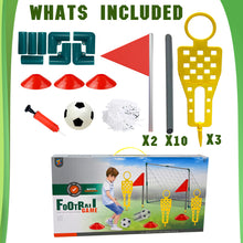 Load image into Gallery viewer, Koolbitz Kids Football Game Soccer Set Football Net Post with Free Kick 3 Mannequins for Children Outdoor Training Equipment Practice Sport Game Perfect for Boys &amp; Girls
