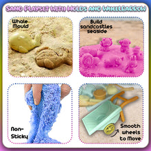 Load image into Gallery viewer, Koolbitz 23 Pcs Kids Beach Wheelbarrow Play Set with Animal Molds, Sand Tools, Carry Case and 1000g of Colorful Sand Creative Sandbox Toy for Toddlers Ages 3+ Ideal for Beach, Garden, and Indoor
