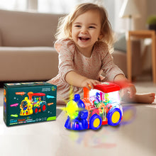 Load image into Gallery viewer, Koolbitz Interactive Musical Train Toy with LED Lights, Sound Effects, Auto-Avoidance System - Rotating Mechanical Gear Train Transparent - Preschoolers Toddlers Train Gift for Boys &amp; Girls
