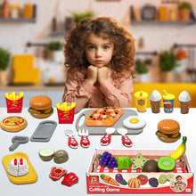 Load image into Gallery viewer, Koolbitz 44pcs Kids Fruit and Vegetable Toys Set Pretend Play Fast Food Set Role Play Plastic Food Set Children&#39;s Kitchen Accessories Toy
