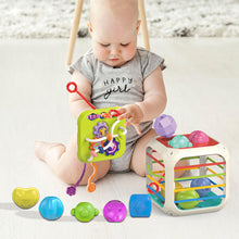 Load image into Gallery viewer, Koolbitz Montessori Activity Cube for Toddlers Colorful Sensory Play Cube with Musical Elements, Shape Sorting, Fine Motor Skills Development - Ideal for Boys &amp; Girls Aged 1-3 Years
