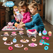 Load image into Gallery viewer, Koolbitz 37 Pcs Pink Baby Doll Set with 12 Sounds &amp; Tea Party set – Includes Talking Baby Doll, Removable Clothes, Kitchen Accessories, Hair Dryer &amp; Pretend Play Items for Kids

