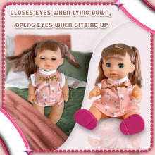 Load image into Gallery viewer, Koolbitz Interactive Baby Doll with Accessories &amp; Lifelike Functions Drinks and Wets, Makes 10 Sounds, Removable Outfit with Hair Dryer, Comb, Bottle, Shoes, Shampoo, and More - Gift for Toddlers Kids
