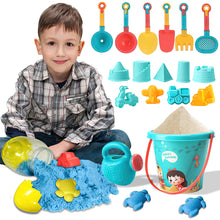 Load image into Gallery viewer, Koolbitz 21 Pcs Kids Beach Sand Play Set with Dinosaur Egg &amp; Sandcastle &amp; Vehicle Moulds – Non-Toxic Space Sand, Water Sprinkler Can, and Portable Carry Case for Indoor &amp; Outdoor Fun Activity
