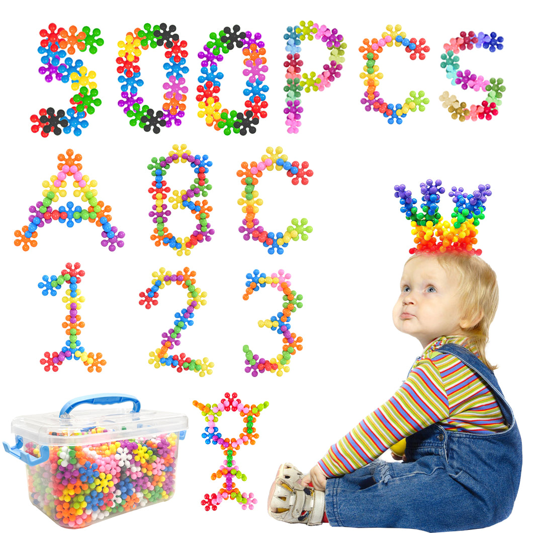 Koolbitz 500 Pcs STEM Building Toys 3D Construction Learning Stacking Toy for Kids Educational Building Blocks for Toddlers Preschool Educational Interlocking Disc Gift
