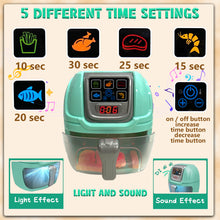 Load image into Gallery viewer, Koolbitz Kids Children Pretend Play Battery Operated Toy Set Air Fryer Toy working with sound Light Kitchen Pretend Play Toy Set with Play Food Fruits Vegetables Kitchen Accessories
