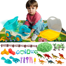 Load image into Gallery viewer, Koolbitz 34PCs Dinosaur Beach Sand Play Set with Space Sand and Carpet Mat - Complete Creative Play Kit with Moulds, Tools, Shovels and Accessories - Indoor and Outdoor Toys for Kids Ages 3+
