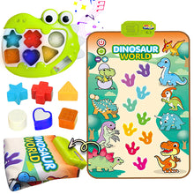 Load image into Gallery viewer, Koolbitz 2 in 1 Dinosaur Musical Piano &amp; Play Mat Set with 18 Pcs Interactive Toy with Lights, Sounds, &amp; Shape Sorting for Toddlers 6 Months+
