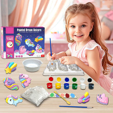 Load image into Gallery viewer, koolbitz Unicorn Print Color Art Set with Brush &amp; Tray Kids Art Painting Set Supplies Drawing &amp; Painting, Painting Kits for Kids Birthday Gift Make Your Own Design Unicorn Art and Craft Supplies
