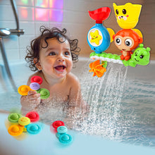 Load image into Gallery viewer, Koolbitz Bath Toy Set for Toddlers, Includes Spinning Water Wheel, DIY Monkey Waterfall, Suction Cup Spinners, Sensory Educational Toys for Bathtime Fun
